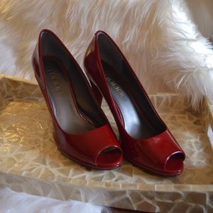Moda Candie Red Patent Leather Peep toe Heels